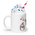 Glänzende Tasse "Weihnachtsigel" weiß